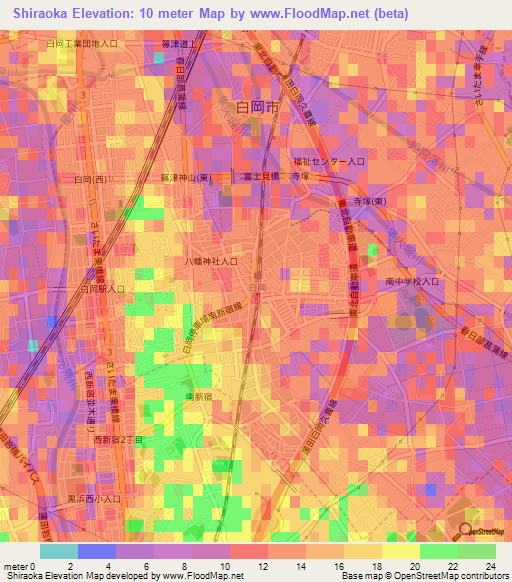 Shiraoka,Japan Elevation Map