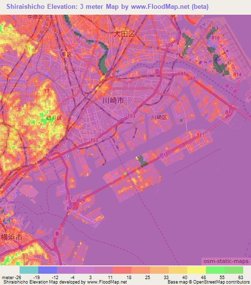 Shiraishicho,Japan Elevation Map