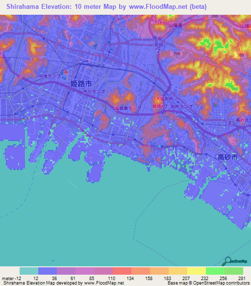 Shirahama,Japan Elevation Map