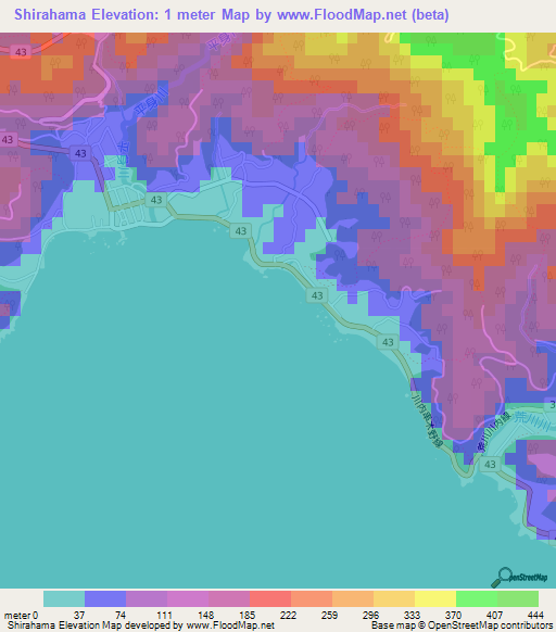 Shirahama,Japan Elevation Map