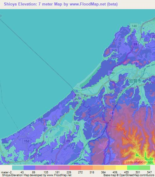 Shioya,Japan Elevation Map