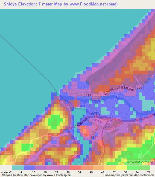 Shioya,Japan Elevation Map