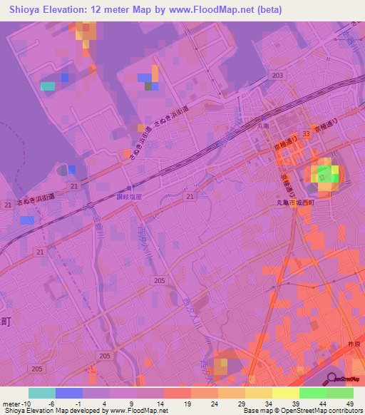 Shioya,Japan Elevation Map