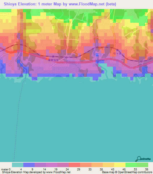 Shioya,Japan Elevation Map