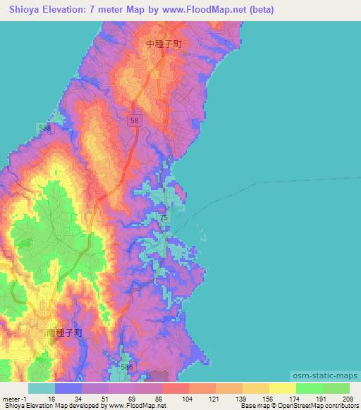 Shioya,Japan Elevation Map