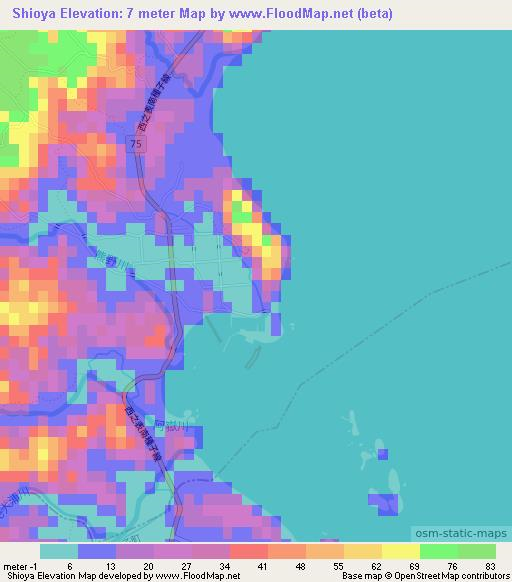Shioya,Japan Elevation Map