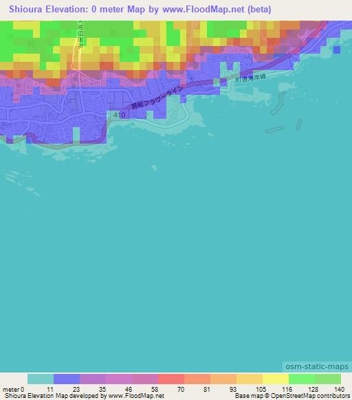 Shioura,Japan Elevation Map