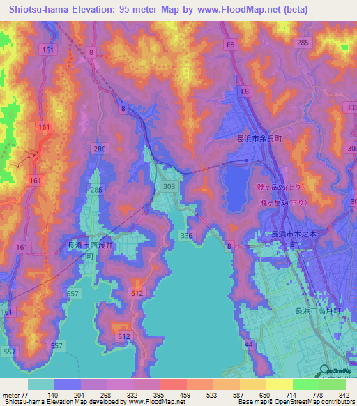 Shiotsu-hama,Japan Elevation Map