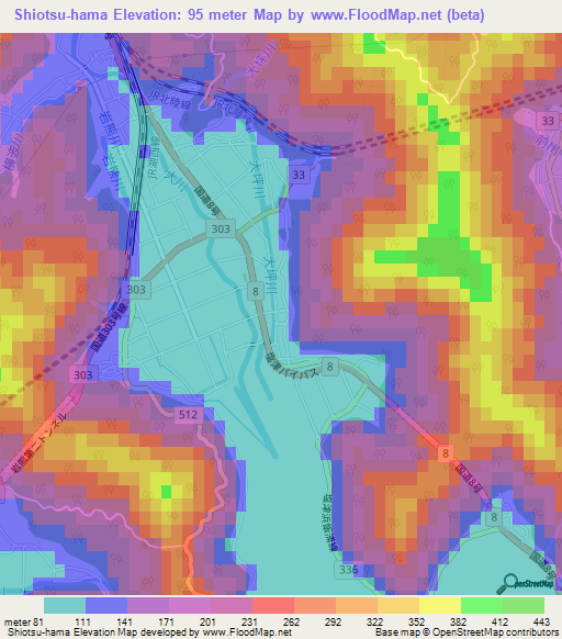 Shiotsu-hama,Japan Elevation Map