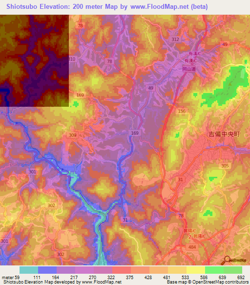 Shiotsubo,Japan Elevation Map