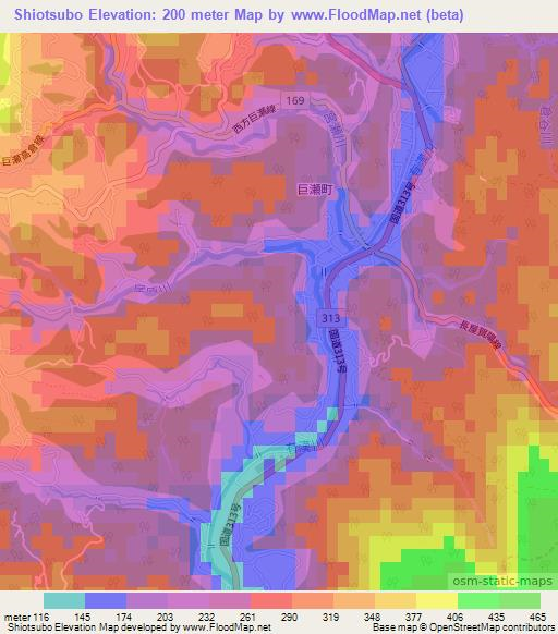 Shiotsubo,Japan Elevation Map