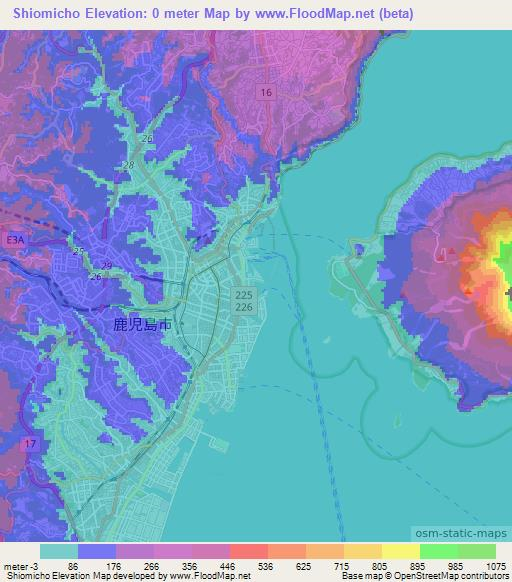 Shiomicho,Japan Elevation Map
