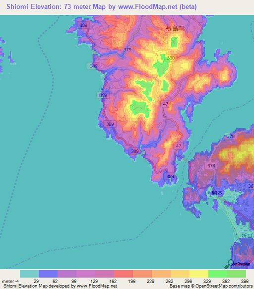 Shiomi,Japan Elevation Map