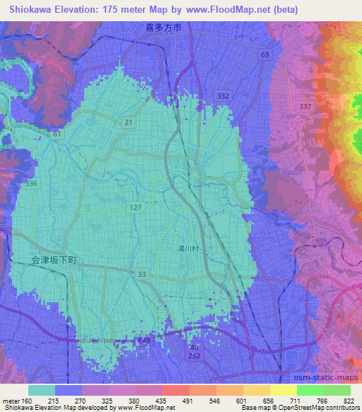 Shiokawa,Japan Elevation Map