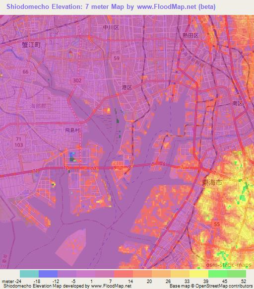 Shiodomecho,Japan Elevation Map