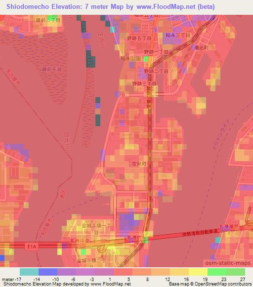 Shiodomecho,Japan Elevation Map