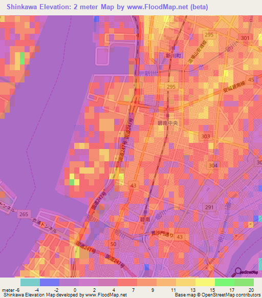 Shinkawa,Japan Elevation Map