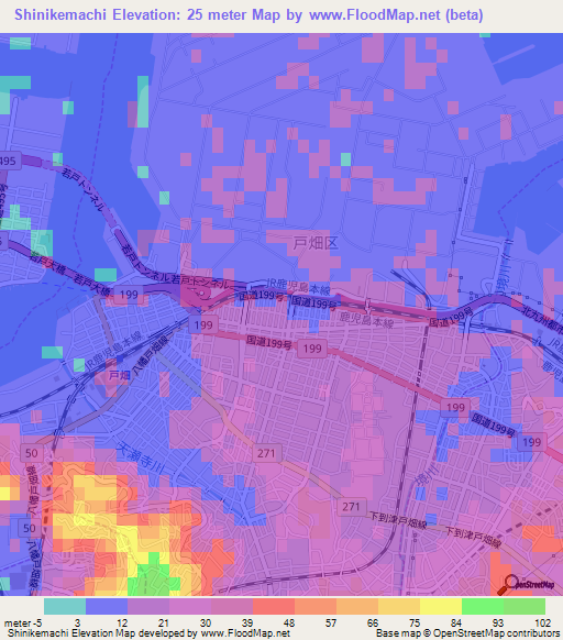 Shinikemachi,Japan Elevation Map