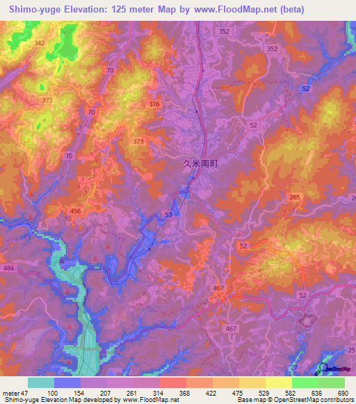 Shimo-yuge,Japan Elevation Map