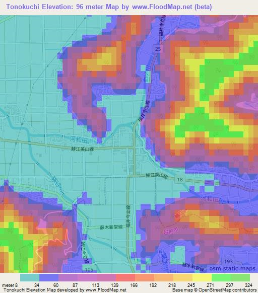 Tonokuchi,Japan Elevation Map