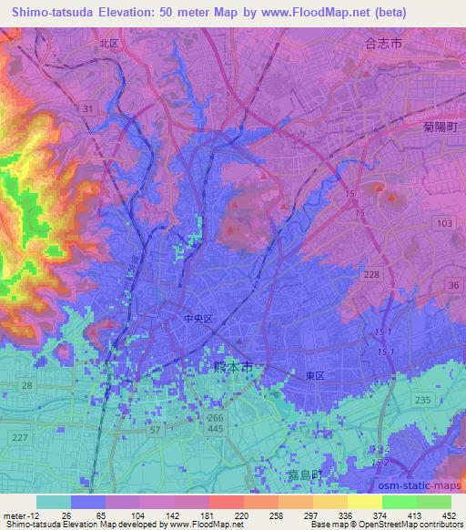 Shimo-tatsuda,Japan Elevation Map