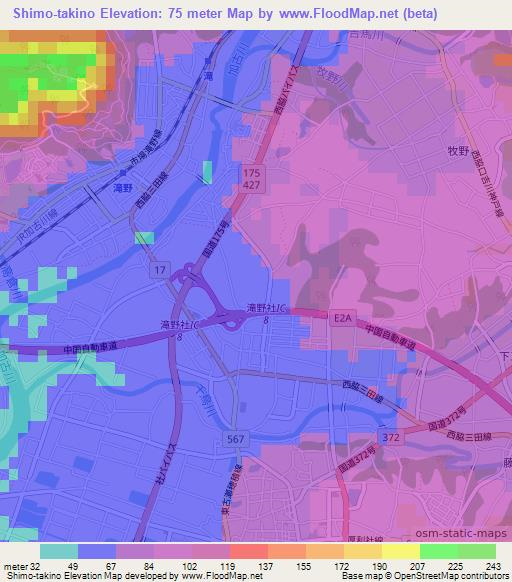 Shimo-takino,Japan Elevation Map