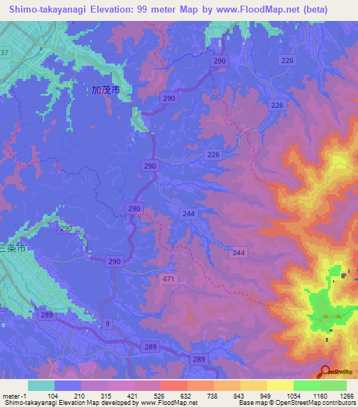 Shimo-takayanagi,Japan Elevation Map