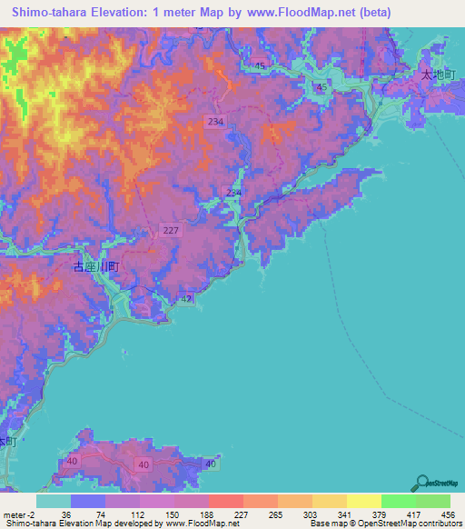 Shimo-tahara,Japan Elevation Map