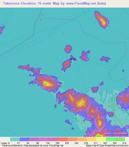 Takenoura,Japan Elevation Map
