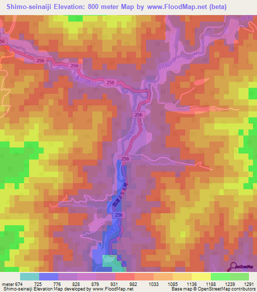 Shimo-seinaiji,Japan Elevation Map