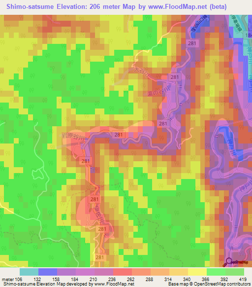 Shimo-satsume,Japan Elevation Map