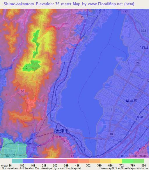 Shimo-sakamoto,Japan Elevation Map