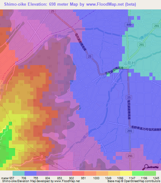 Shimo-oike,Japan Elevation Map