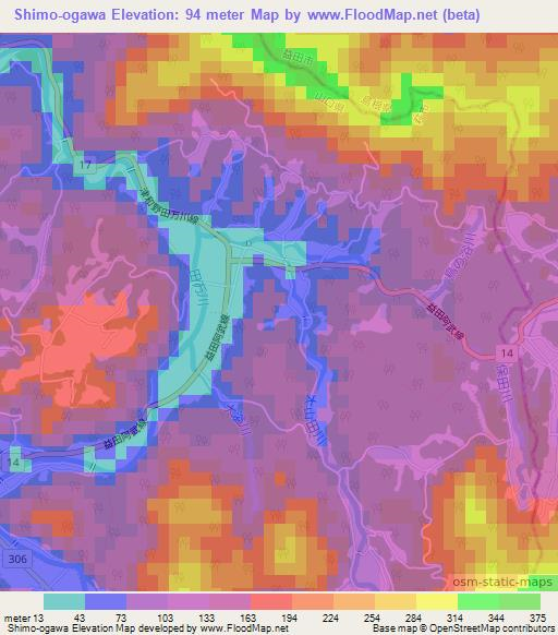 Shimo-ogawa,Japan Elevation Map