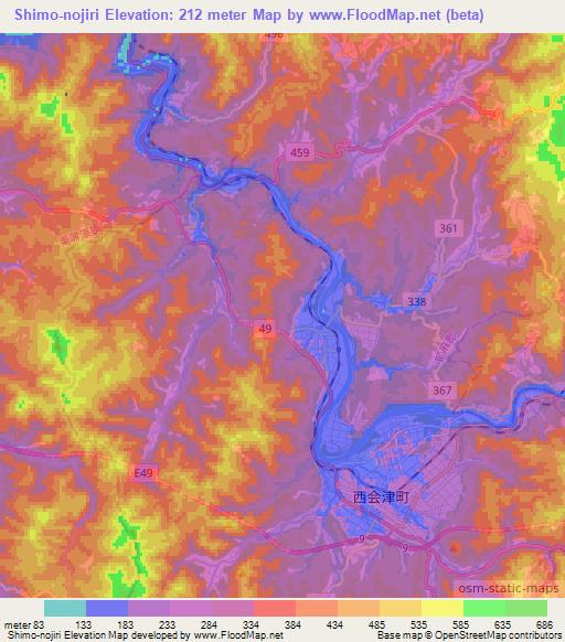 Shimo-nojiri,Japan Elevation Map