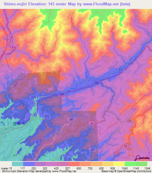 Shimo-nojiri,Japan Elevation Map