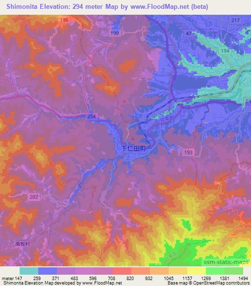 Shimonita,Japan Elevation Map