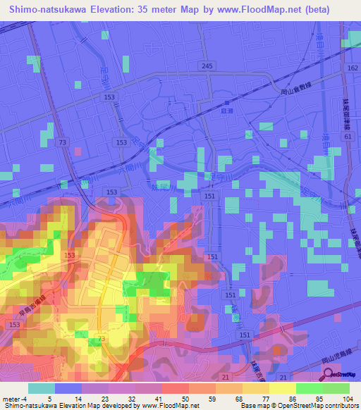Shimo-natsukawa,Japan Elevation Map
