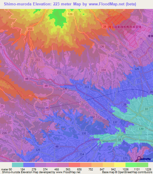 Shimo-muroda,Japan Elevation Map