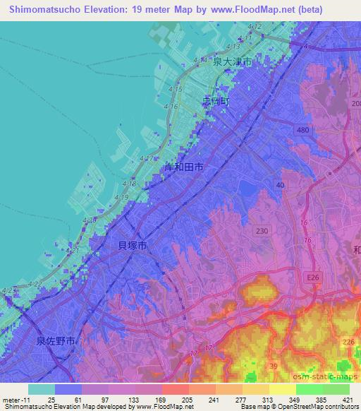 Shimomatsucho,Japan Elevation Map