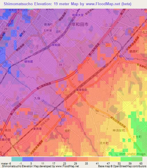 Shimomatsucho,Japan Elevation Map