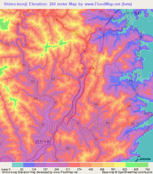 Shimo-kureji,Japan Elevation Map