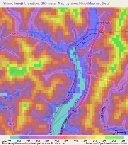 Shimo-kureji,Japan Elevation Map