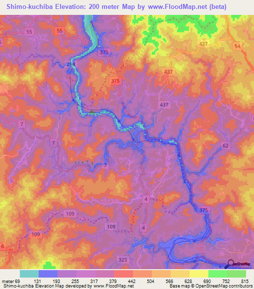 Shimo-kuchiba,Japan Elevation Map