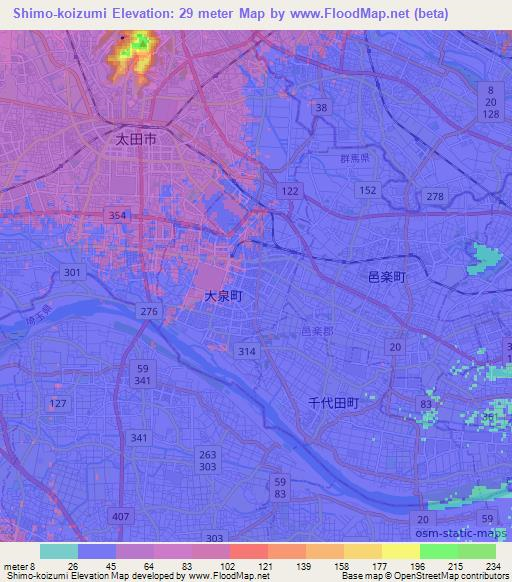 Shimo-koizumi,Japan Elevation Map