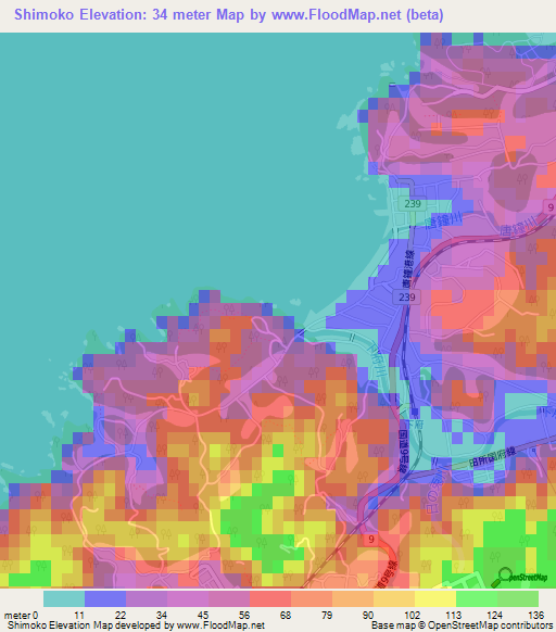 Shimoko,Japan Elevation Map