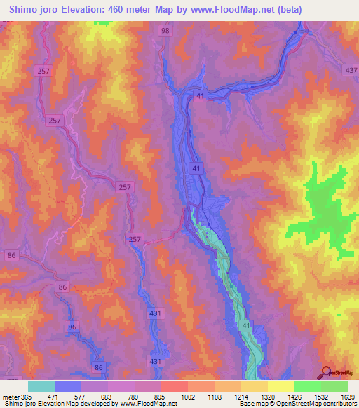 Shimo-joro,Japan Elevation Map