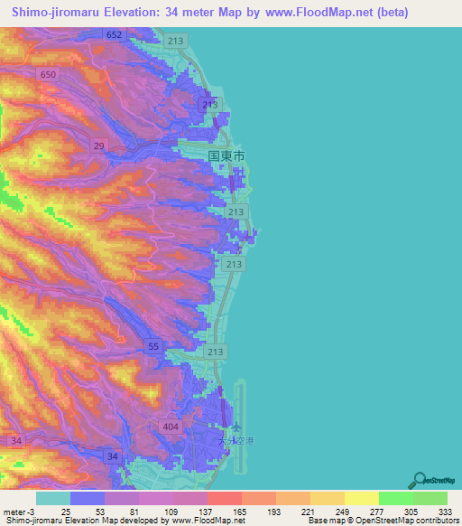Shimo-jiromaru,Japan Elevation Map