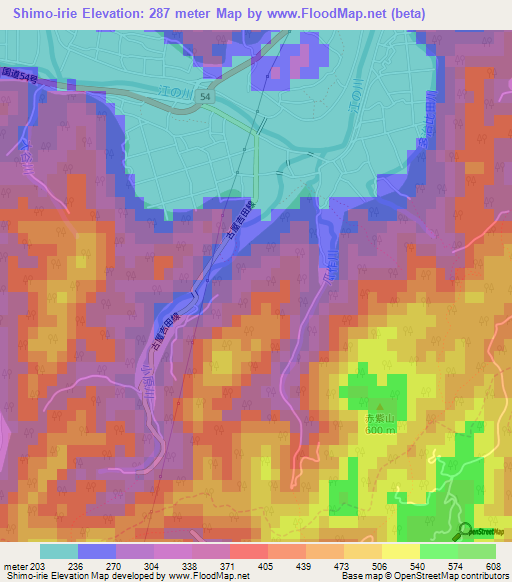 Shimo-irie,Japan Elevation Map