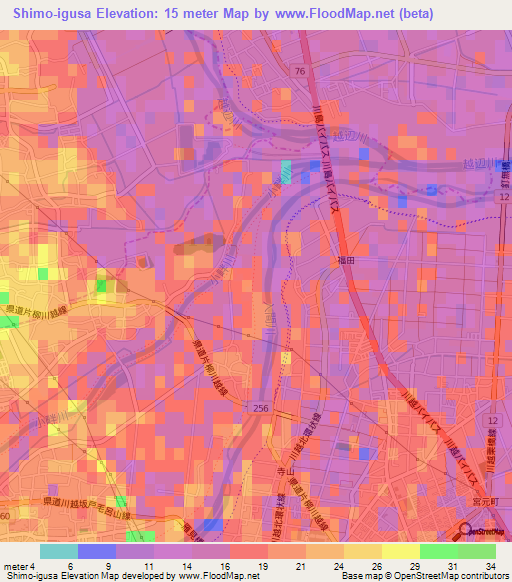 Shimo-igusa,Japan Elevation Map